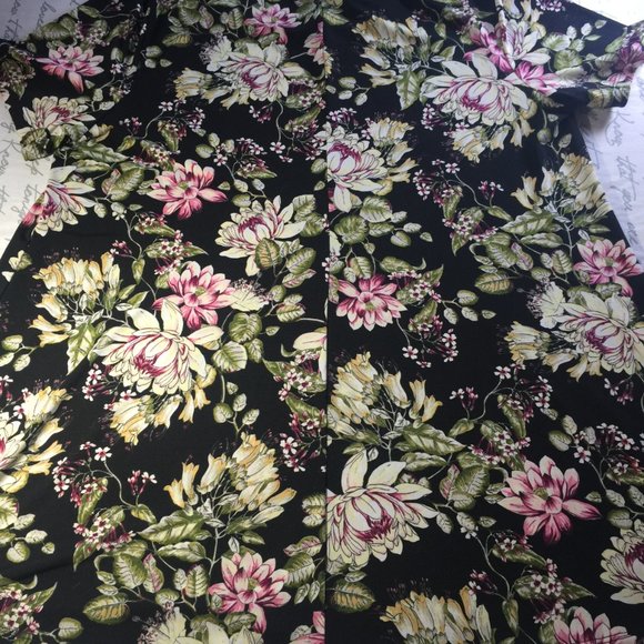 Ladies Polyester Black Floral Print Top Large - Picture 8 of 9